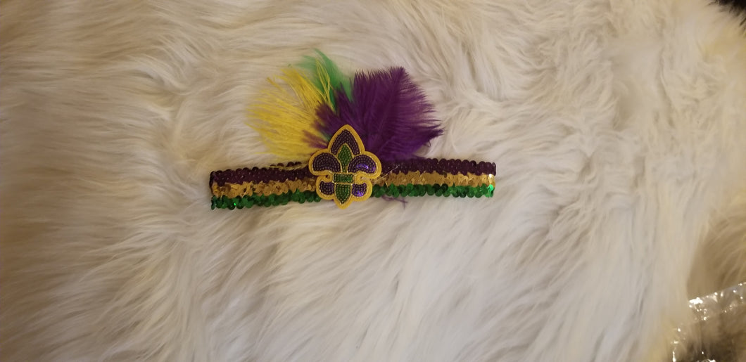 Sequin Mardi Gras Headband w/Fleur de Lis